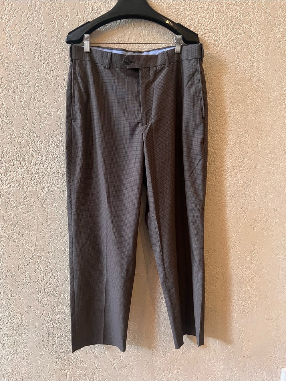 Roundtree & Yorke Easy Care Dress Pants 34X30 Brown Plaid